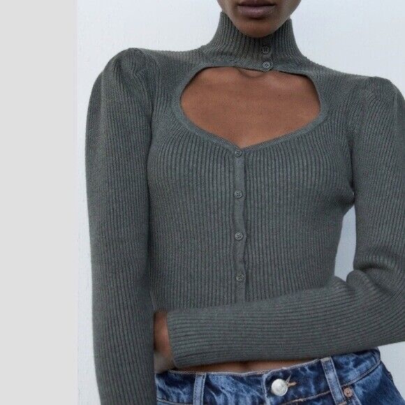 ZARA Cut Out Knit Sweater - Picture 4 of 6